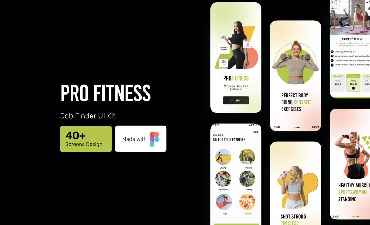 Fitness App Ui Kit Figma Mobile Template Ui Free