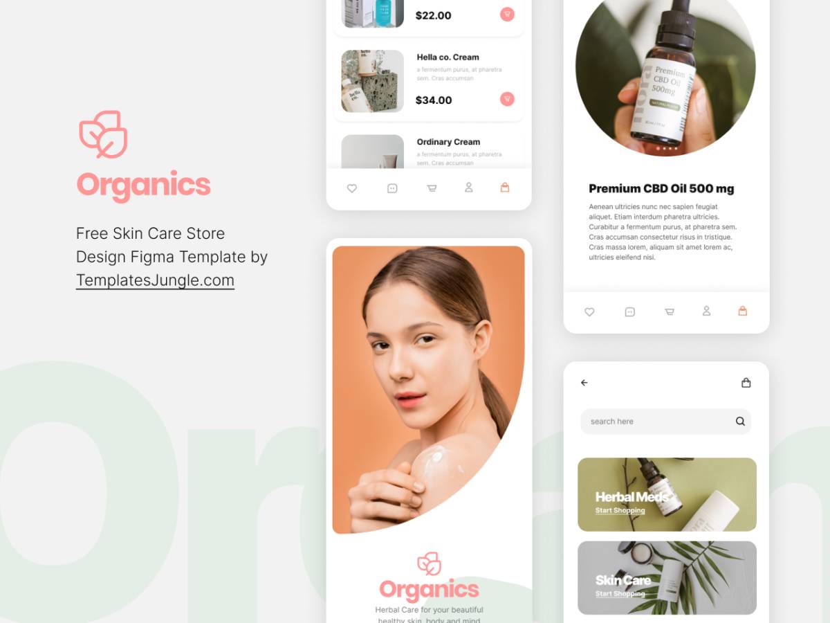 Free Skin Care Store Design Figma Template UI4Free