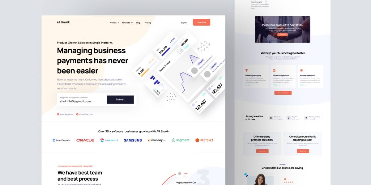 Landing Page For Fintech Saas Figma Landing Page Ui Free