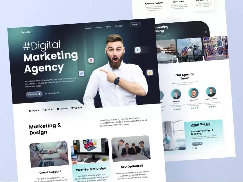 Marketing Agency Landing Page UI Design UI4Free