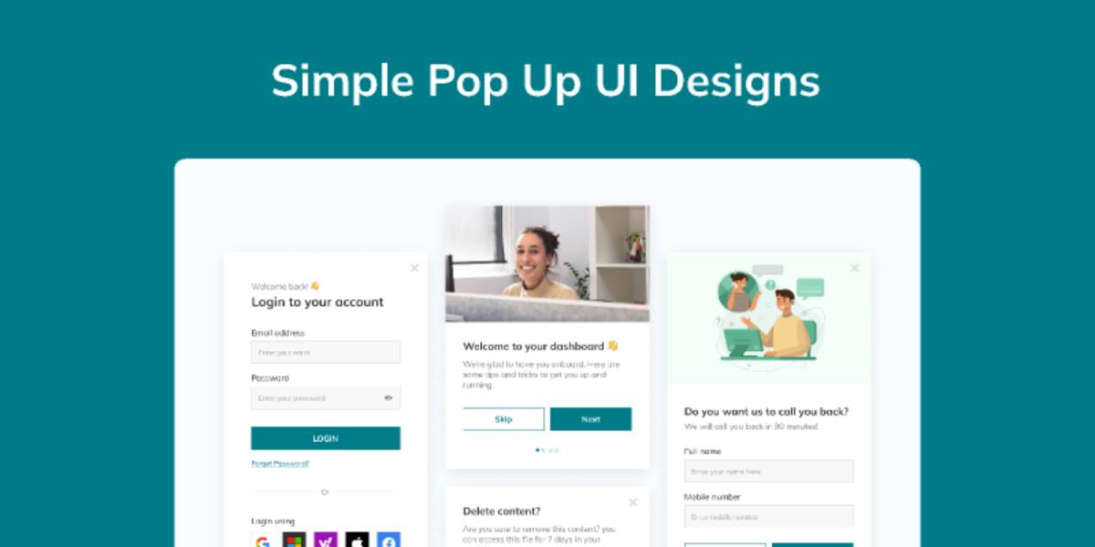 Simple Pop Up Ui Designs Figma Ui Kit Ui Free