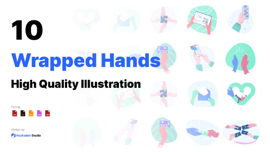 10 Wrapped Hands illustrations figma illustration