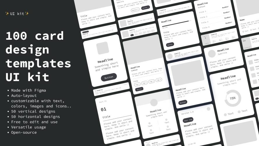 100 card design templates Figma UI kit
