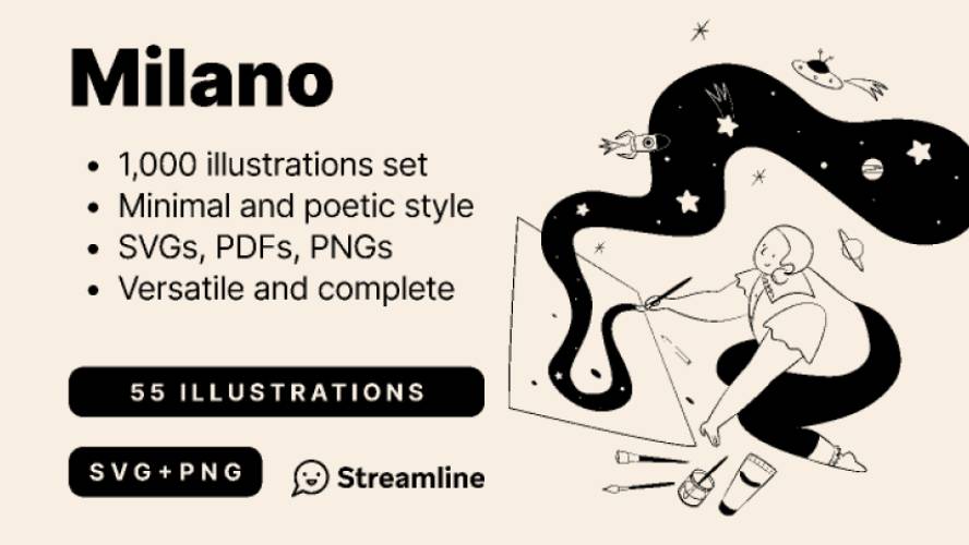 1,000 Free Illustrations - Milano Figma Template