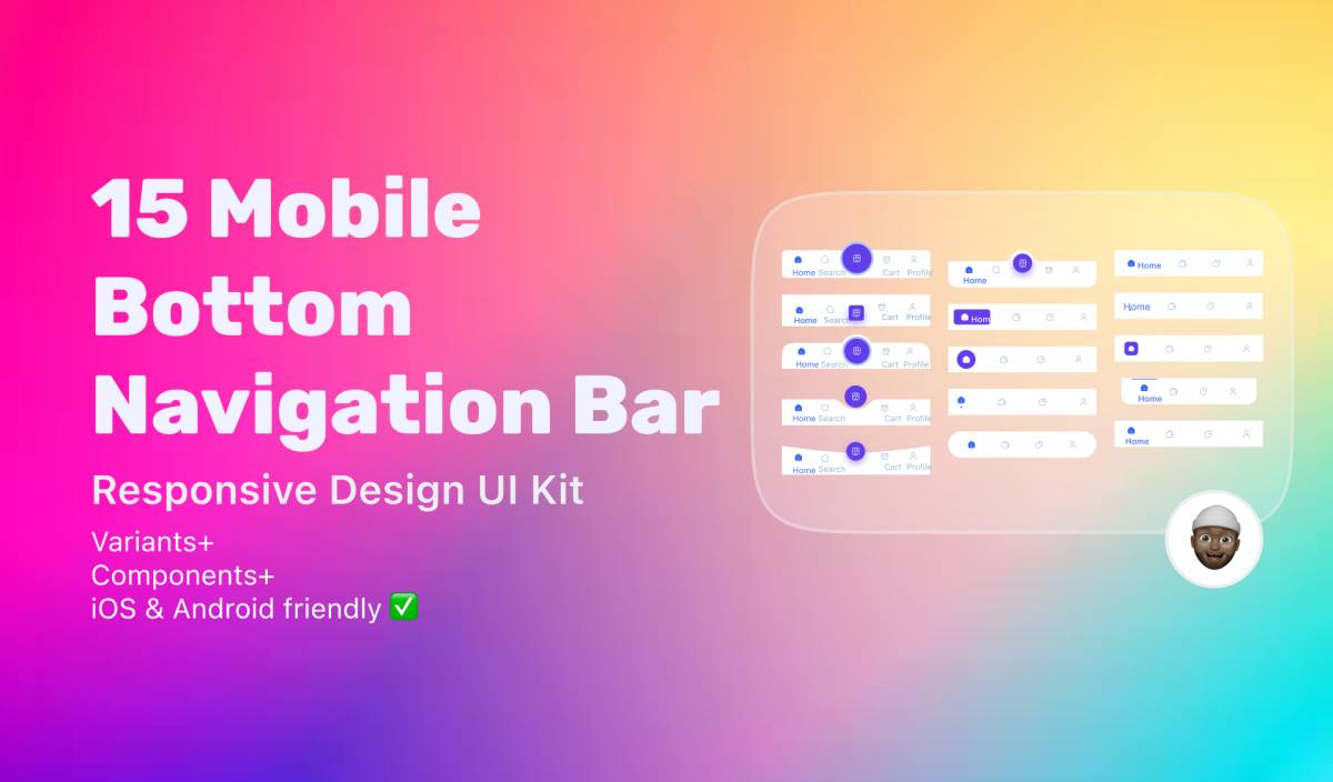 15 Mobile Bottom Navigation Bar Figma Template