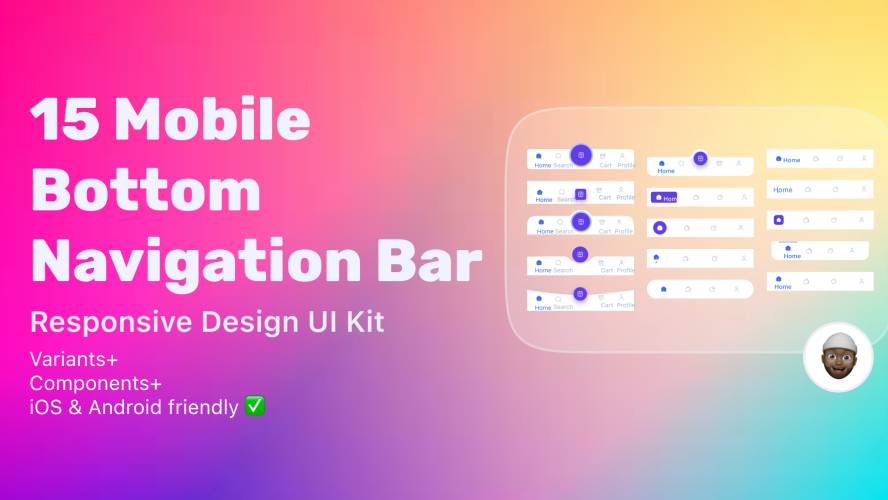 15 Mobile Bottom Navigation Bar Figma Template