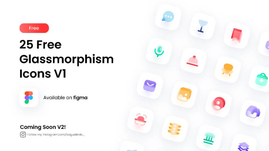 25 Icons Free Glassmorphism Figma Template