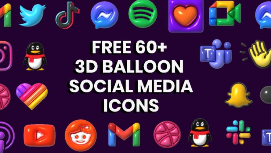 3D Balloon Social media icons figma resource