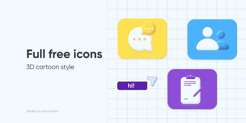3D cartoon style icons figma ui kit | UI4Free