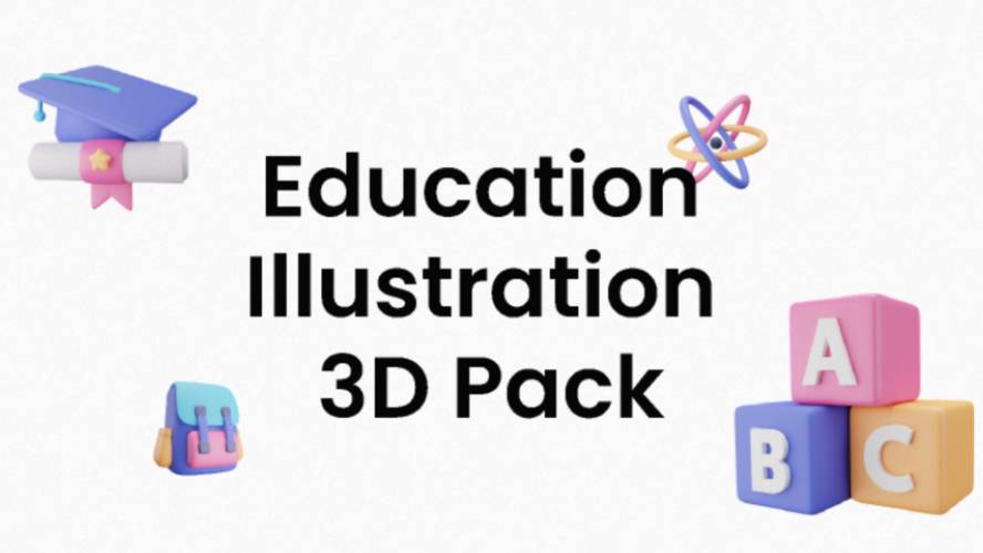 3D Education Illustration Pack Figma Template