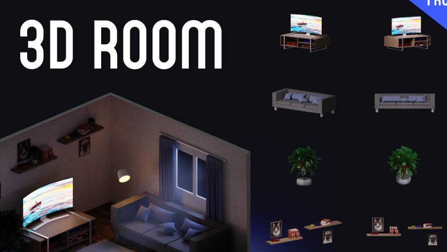3D Room HIGH-RESOLUTION Figma Template