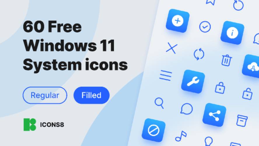 60 Free Windows11 System icons Figma Template