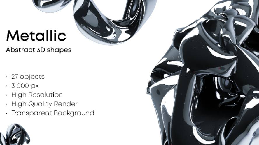 Abstract 3D shapes (metallic) figma template