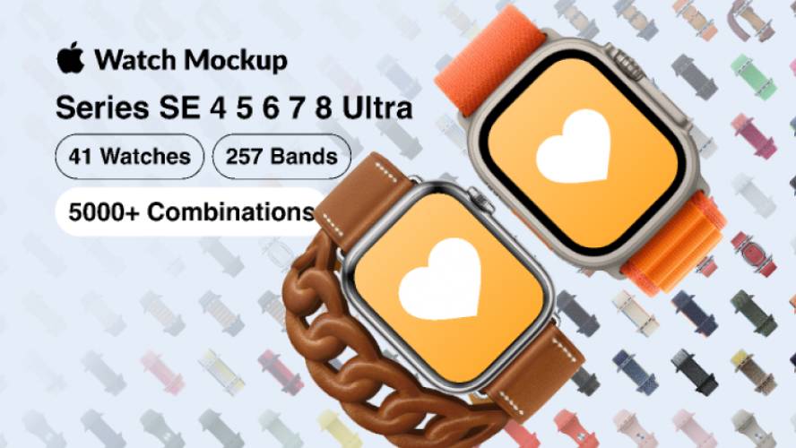 Apple Watch Mockup Series SE, 4, 5, 6, 7, 8, & Ultra Figma Ui Kit