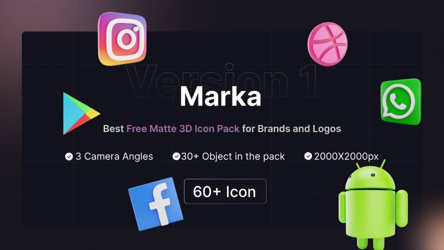Best Free 3D Icon Pack for Brands and Logos Figma Template