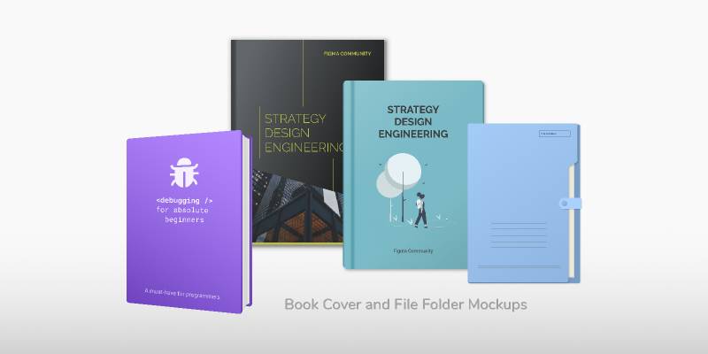 Book cover + File folder Mockups Figma Free Template