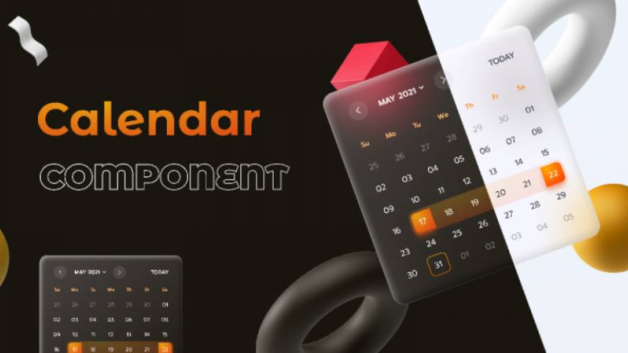 Calendar Component Figma 3D Design
