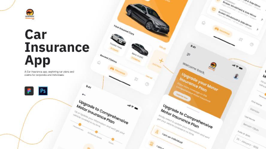 Car Insurance App Figma Mobile Template