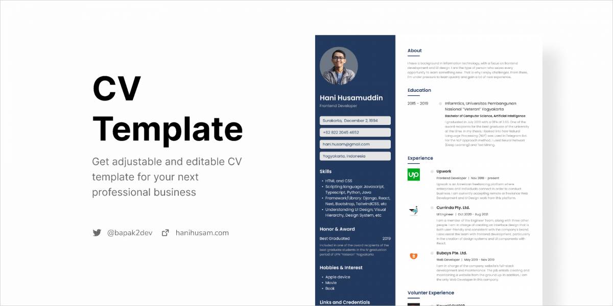 Clean Resume CV Figma Template | UI4Free