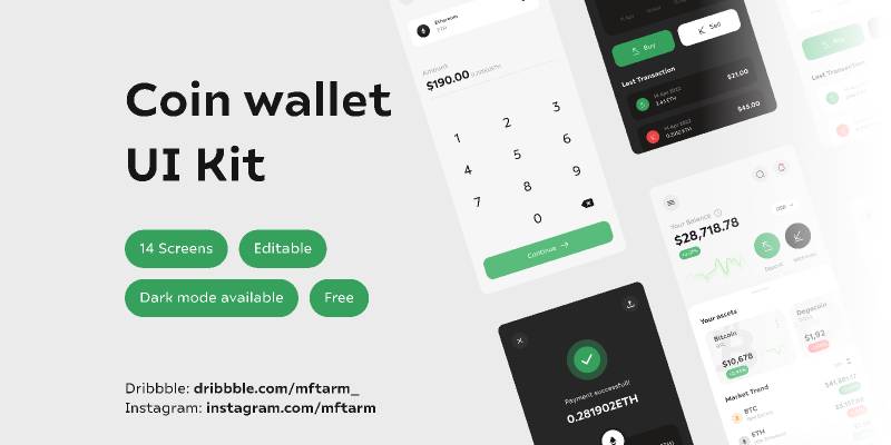 Coin wallet UI Kit Figma Template | UI4Free