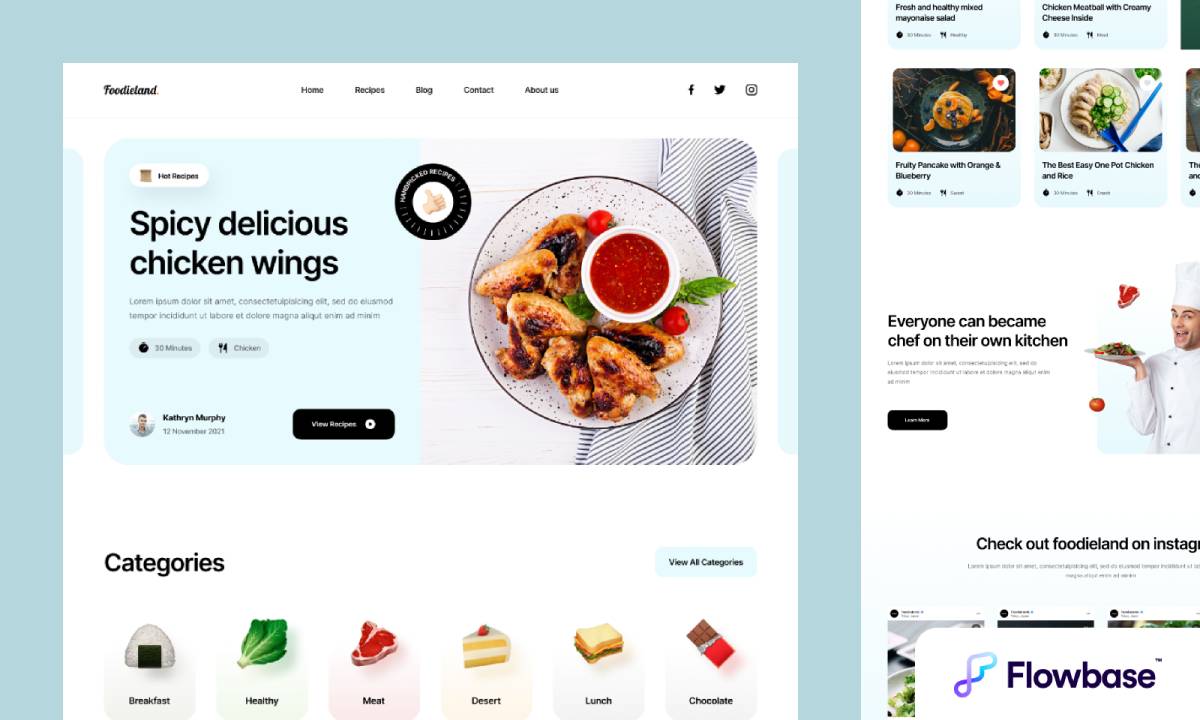 Cooking Template Flowbase.co Figma Template | UI4Free