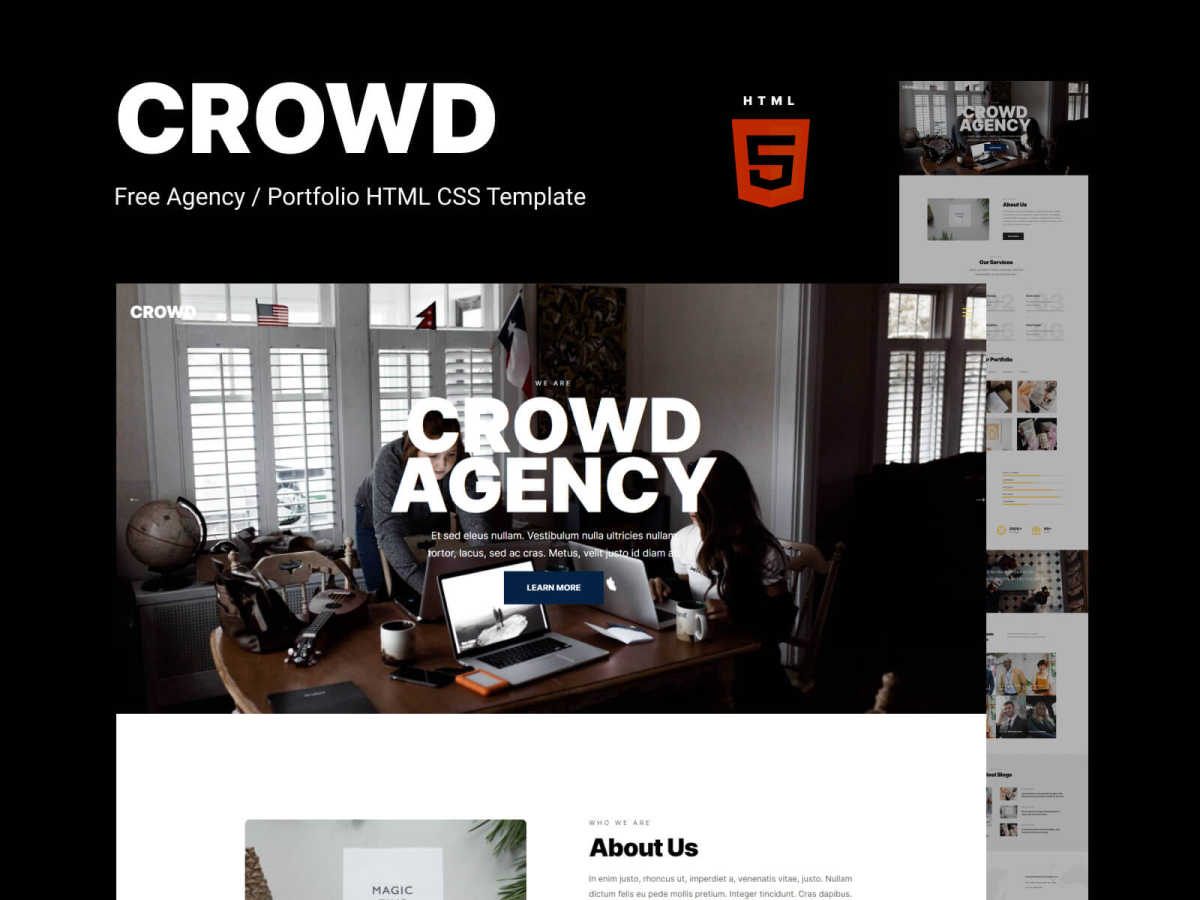 Crowd – Free Creative Agency and Portfolio HTML CSS Template | UI4Free