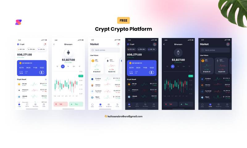 Crypt Crypto Platform Figma Mobile App Ui Kit | UI4Free
