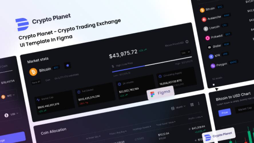 Crypto Planet - Crypto Trading Exchange UI Figma Template