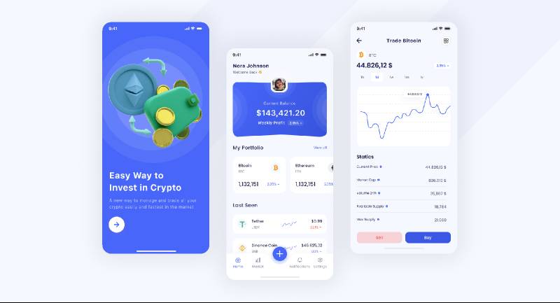 Cryptocurrency App Figma Mobile Template | UI4Free