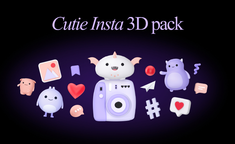 Cutie Insta free 3d-Pack Figma Template