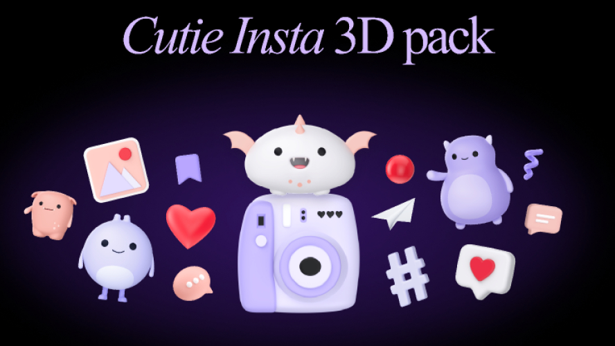 Cutie Insta free 3d-Pack Figma Template