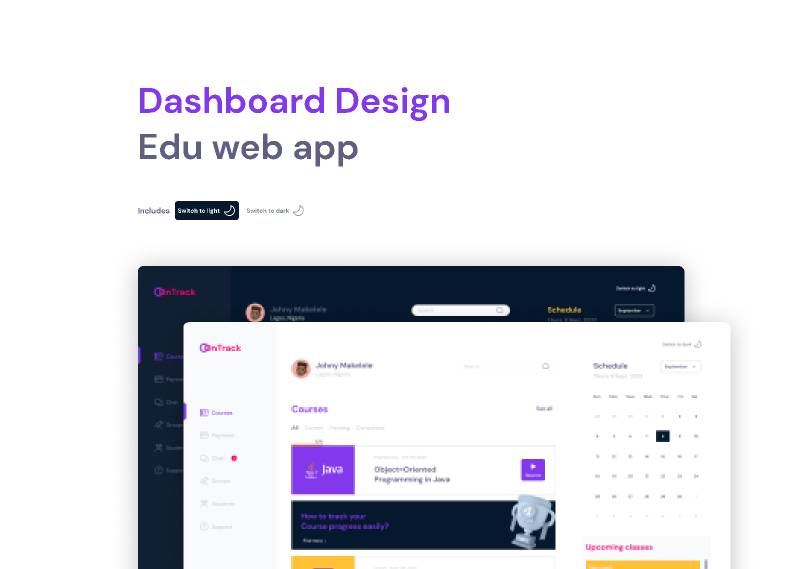 Dashboard design for an Education web app figma template
