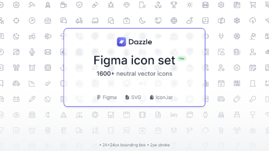 Dazzle-UI Icon library - 1,600+ for Figma (v1.1)