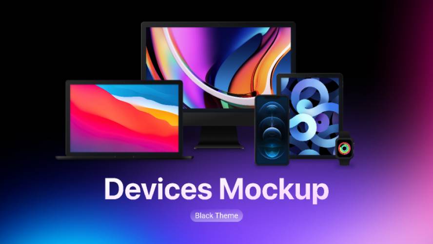 Devices Mockups - Black Theme figma free