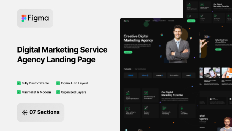 Digital Marketing Service Agency Landing Page Figma Template