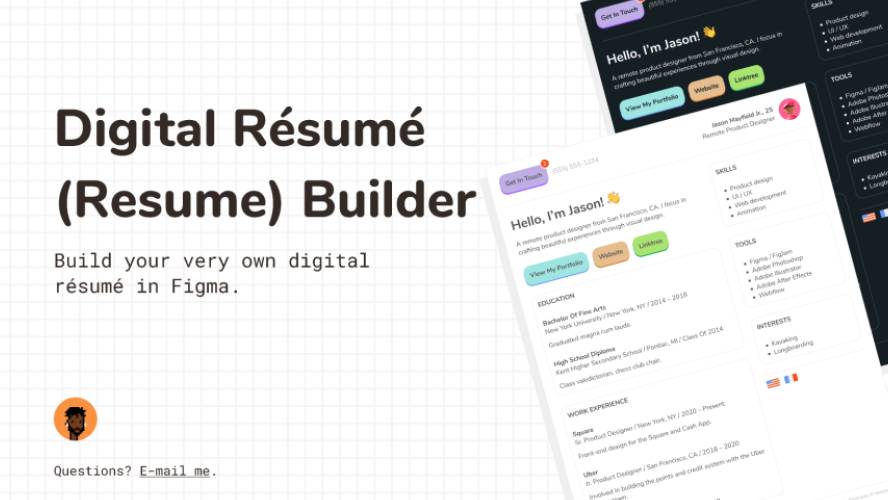Digital Résumé (Resume) Builder Figma Template