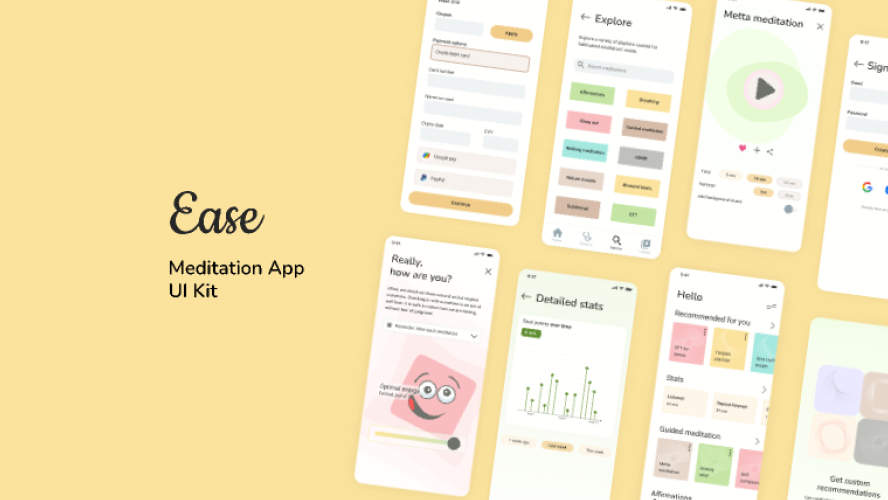 Ease: Meditation App UI Kit Figma Free Download