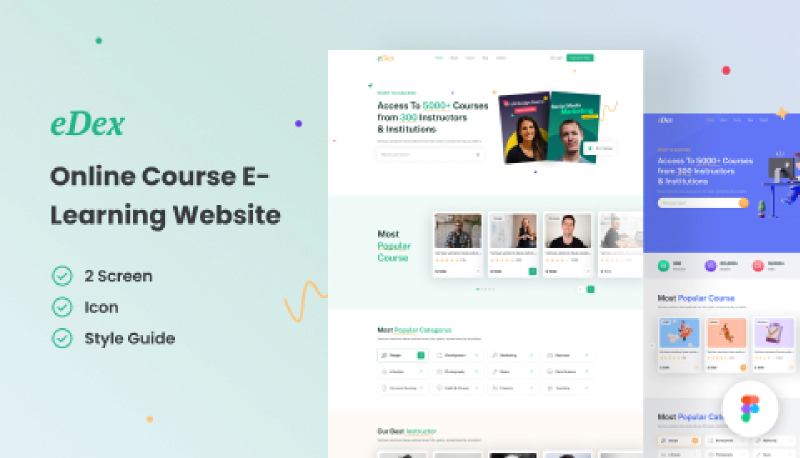 eDex - Online Course E-Learning Website Figma Template