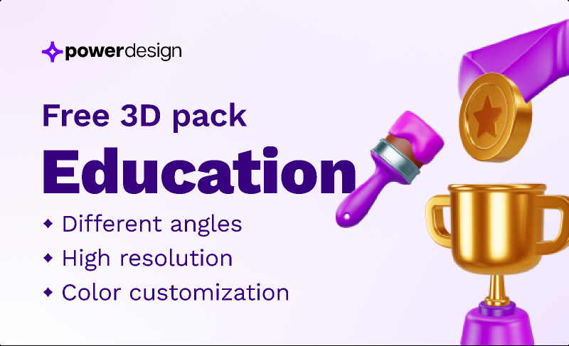 Education - Free 3D pack for Figma