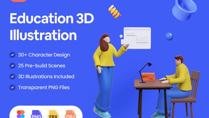 Education & Online Learning 3D Illustration Pack