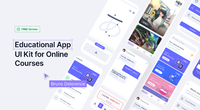 Educational App UI Kit for Online Courses Figma Mobile Template