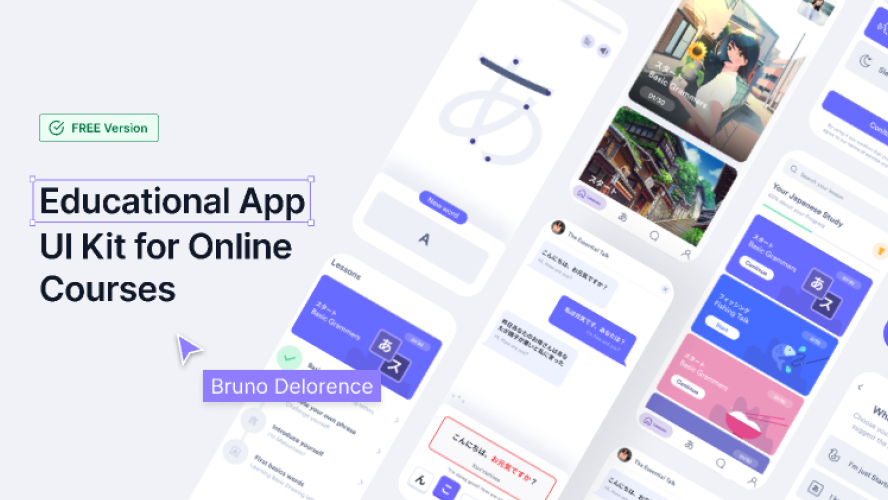 Educational App UI Kit for Online Courses Figma Mobile Template