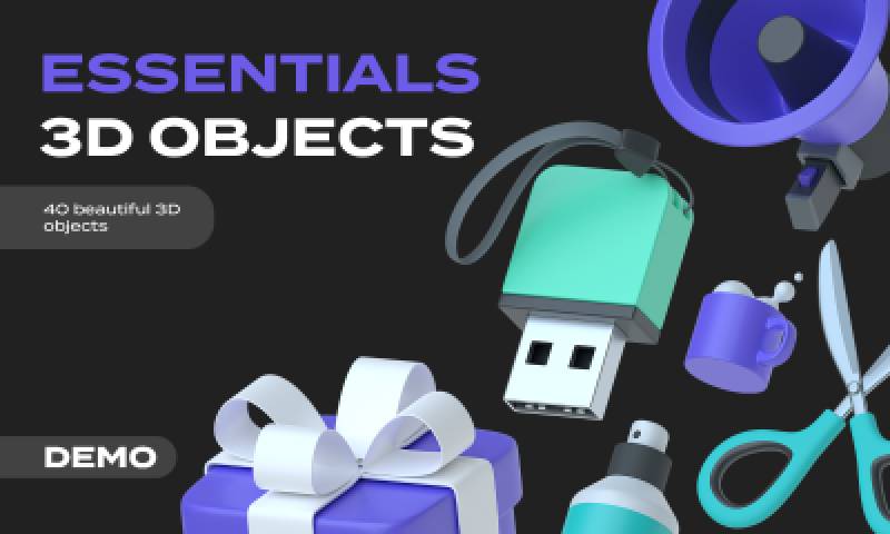 Essentials 3D Objects Figma Icons Free Download