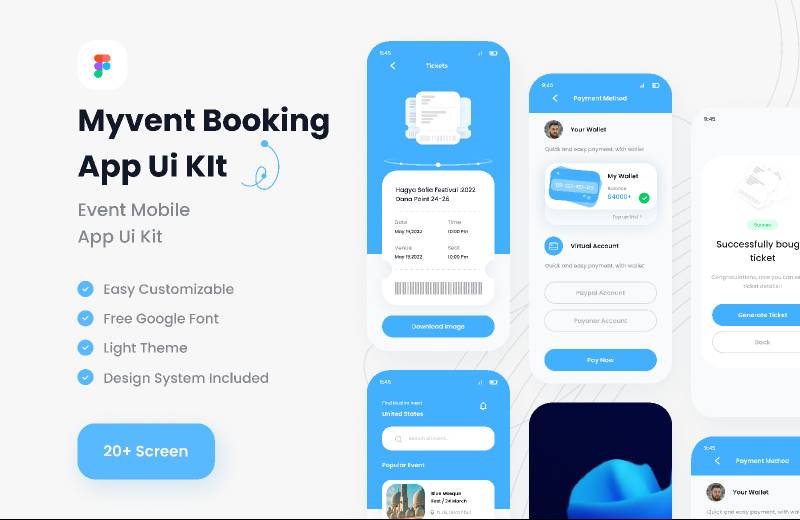 Event mobile app ui kits Freebie | UI4Free