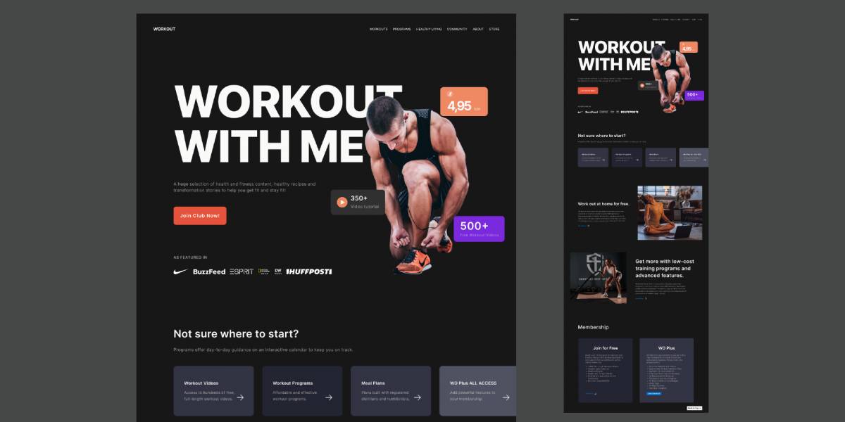 Exploration Workout & Fitness Landing Page Figma Template UI4Free