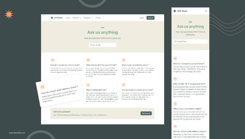 FAQ Page - NFX Store Figma Website Template | UI4Free