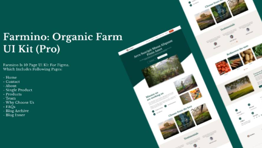 Farmino Organic Farm Figma Website UI kit