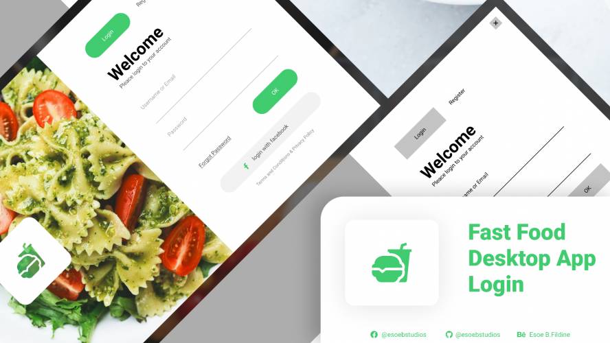 Fast Food Desktop App Login Figma Template