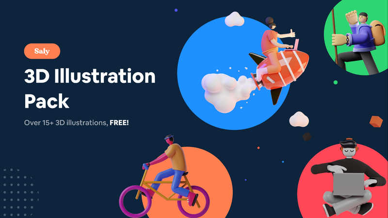 Figma 3D Illustration Pack (SALY) - Ui4free.com