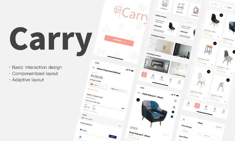Figma App for Selling Tables and Chairs | UI4Free